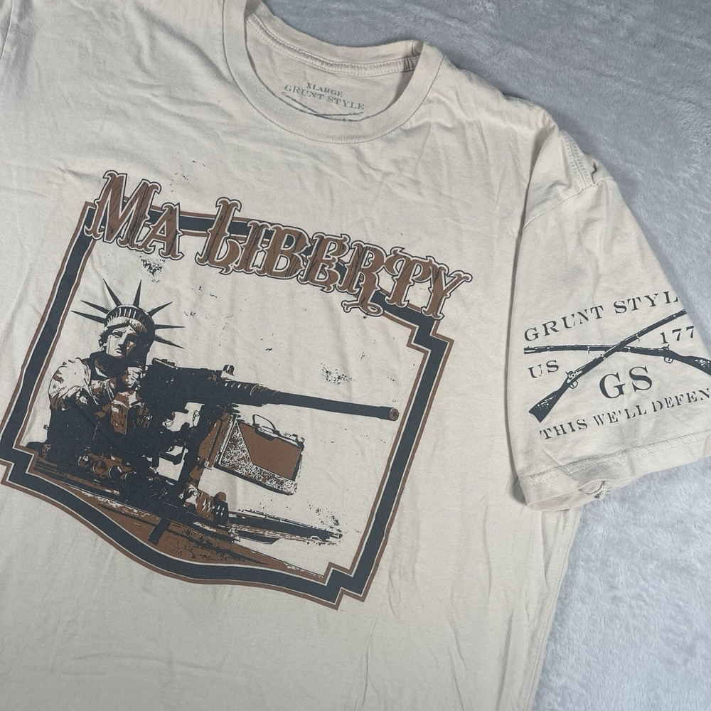 Grunt Style T Shirt Mens Size‎ XL Cream Short Sleeve Ma Liberty NYC